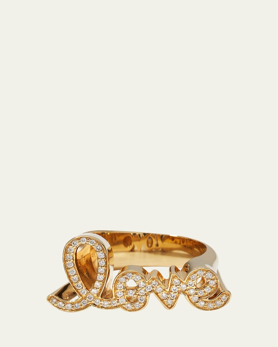 14k Diamond Love Script Ring, Size